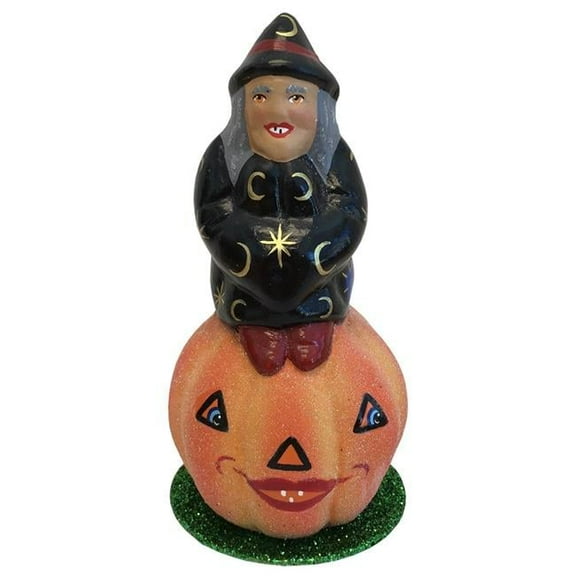 Schaller Paper Mache Candy Container - Witch on Pumpkin
