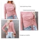 thumbnail image 4 of Manga larga equipada Top cuello redondo cordón acanalado Color puro elástico de punto Pullover para citas de trabajo, 4 of 5