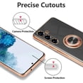 thumbnail image 3 of Electroplated Magnetic Ring Holder Case for Samsung Galaxy S24, 360 Degree with Rotation Metal Anti-Drop Finger Ring Holder Magnet Car Holder Soft Slim Silicone Shockproof Cover - Black, 3 of 18