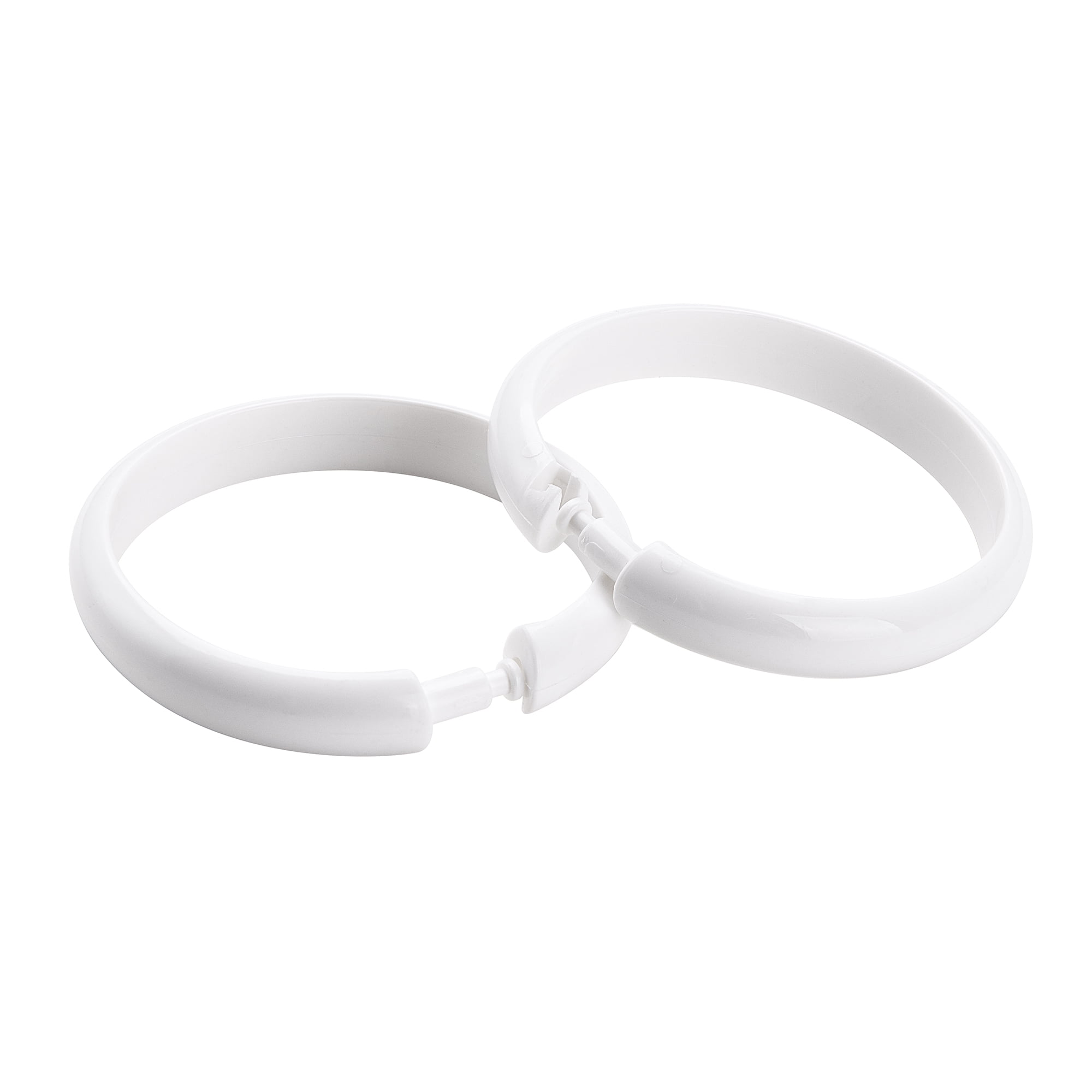 (4 pack) Mainstays White Plastic Durable O-Shaped Shower Curtain Ring Hooks, 12 Count