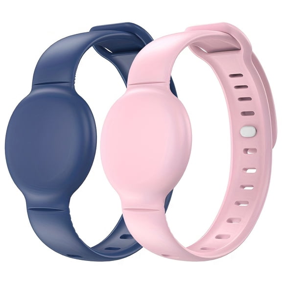 SENHAWK 2 Pack AirTag Wristband Bracelet, IP67 Waterproof Silicone Adjustable Strap, Compatible with Apple AirTag 1st 2nd Gen, GPS Tracker Cover for Kids Elderly