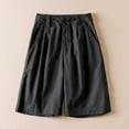 thumbnail image 2 of Womens Twill Cotton Bermuda Shorts Casual Summer Loose Elastic High Waist Wide Leg Work Cargo Shorts with Pockets (XL, Black), 2 of 5
