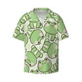 thumbnail image 4 of Uemuo Cute Frog Pattern Cotton Linen Short Sleeve Shirts,Casual Lightweight Button Down Shirts,Vacation Beach Summer Tops-X-Large, 4 of 7