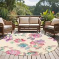 thumbnail image 5 of Retro Floral Large Area Rugs for Bedroom Living Room, Soft Non Slip Carpet Bedside Rug, Farmhouse Botanical Leaves Flowers Round Floor Cover Kitchen Accent Rug 5' for Dining Room/Office, 5 of 9