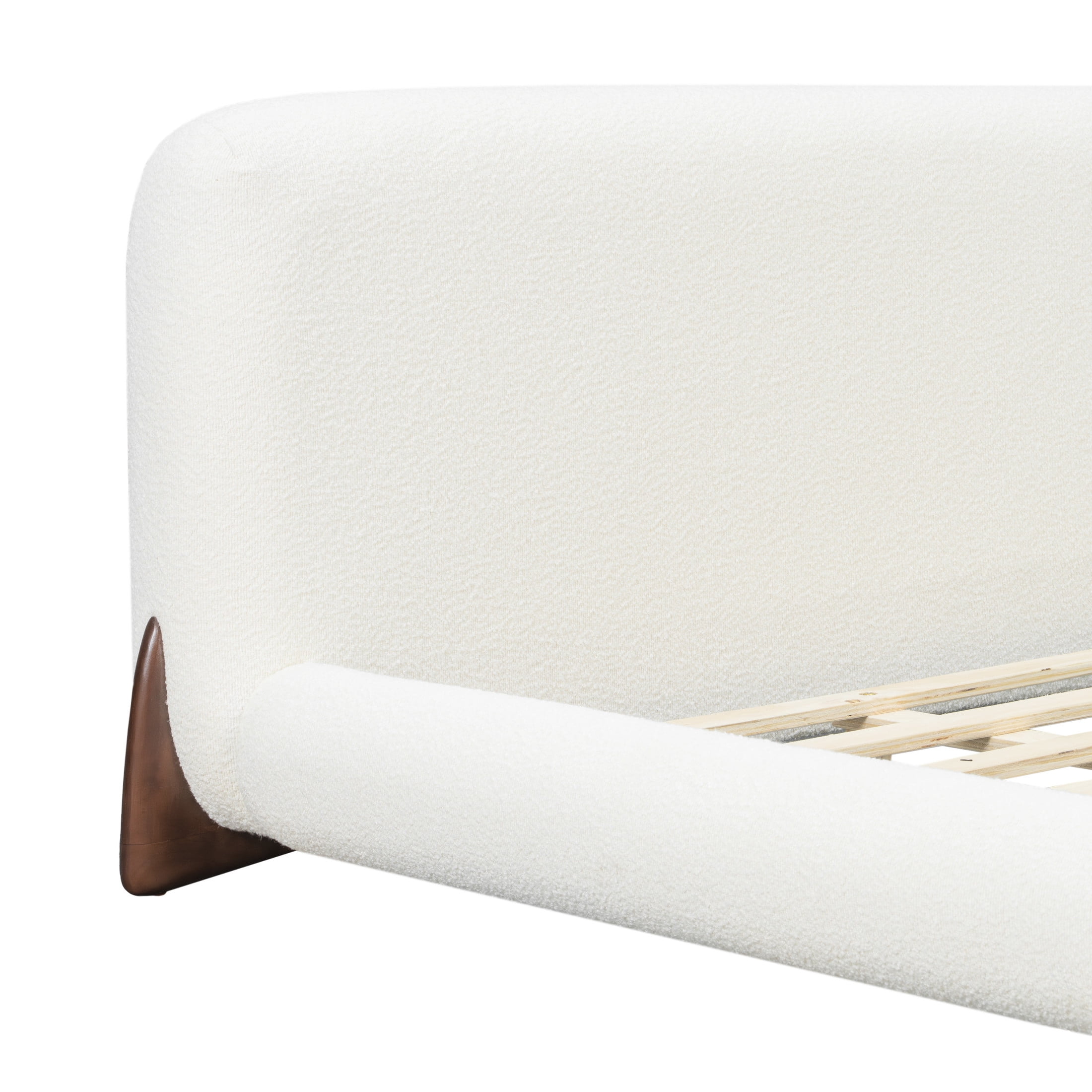 Christopher Knight Home California King Boucle Upholstered Platform Bed with Thick Headboard, White