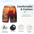 thumbnail image 5 of Lsque Mens Swim Trunks Romantic Roses Sunset Ocean Pattern - Bathing Suit Compression Liner - Beach Swim Shorts Swimwear - (S-3XL) - Stretch Quick Dry -X-Large, 5 of 9