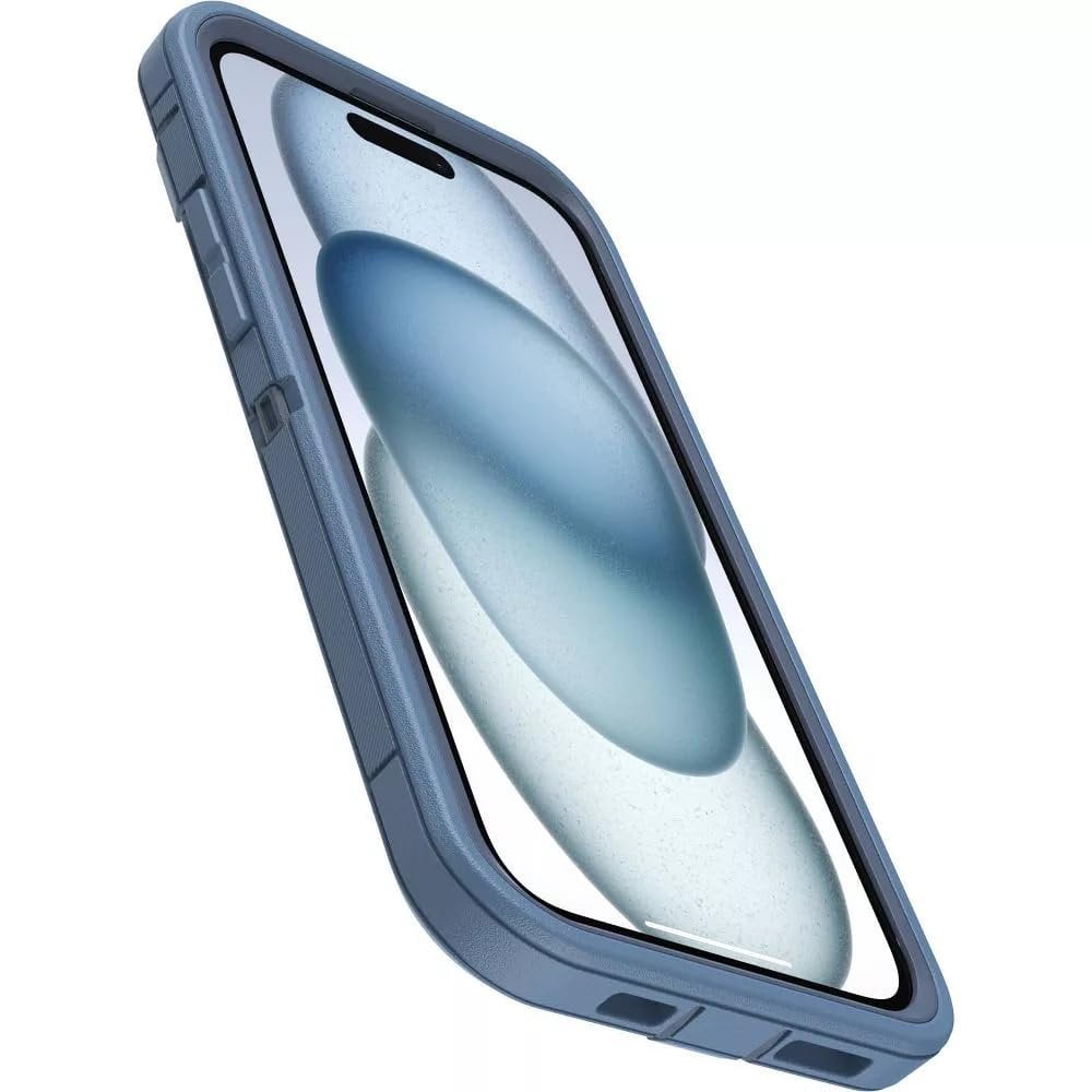 OtterBox iPhone 15 Plus & iPhone 14 Plus Only - Defender Series Case - Baby Blue Jeans Blue - Case Only - Screenless - Rugged & Durable - with Port Protection - Microbial Defense Protection