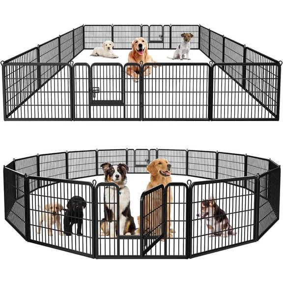 HOWEN 16-Panel Dog Playpen, Portable Pet Exercise Pen Kennel Fence Puppy Barrier for Indoor and Outdoor Use, Adjustable Configuration for Small Pets