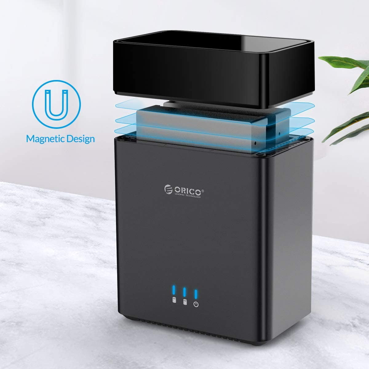 ORICO 2 Bay External Hard Drive Enclosure 3.5" HDD Enclosure up to 2*18TB 5Gbps USB 3.1 Type-C to Sata Hard Drive Docking Station USB C Hard Drive Case with 12V/4A Adapter