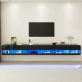 thumbnail image 4 of Anpoo 94.5'' Modern Floating TV Stand for TVs up to 100'' TV, LED High Gloss Entertainment Center with Storage & Power Outlet, TV Console with 20 Color Changing Lights for Living Room Bedroom, Black, 4 of 9