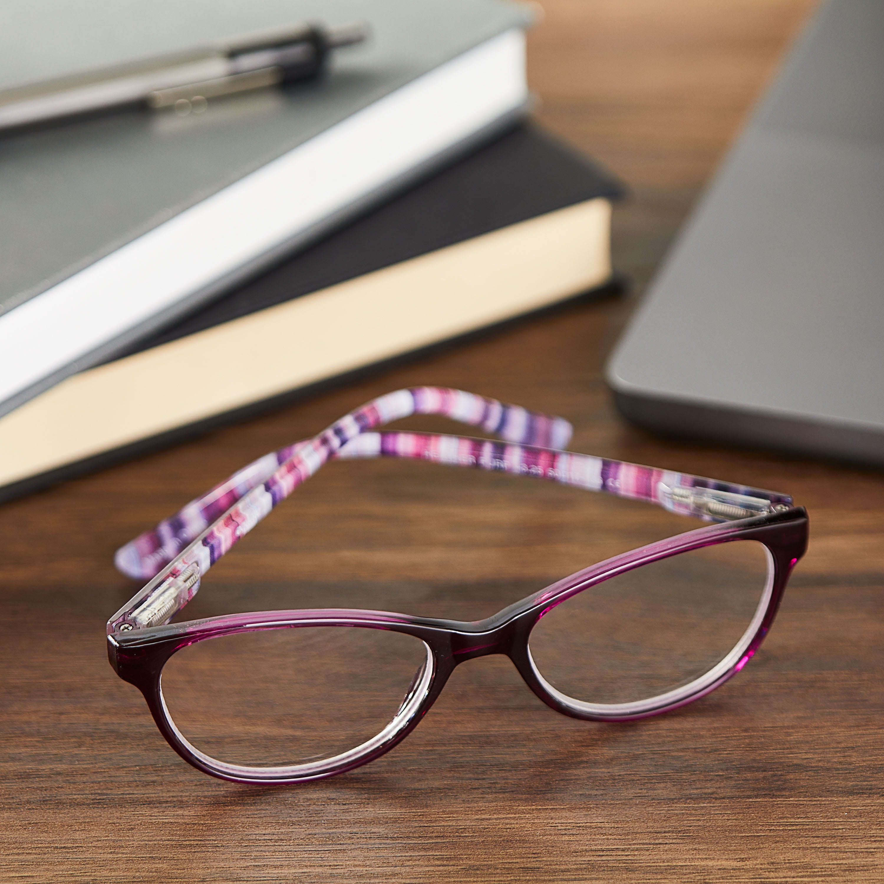 Equate Women's Heather Oval Reading Glasses with Case, Purple, +3.25