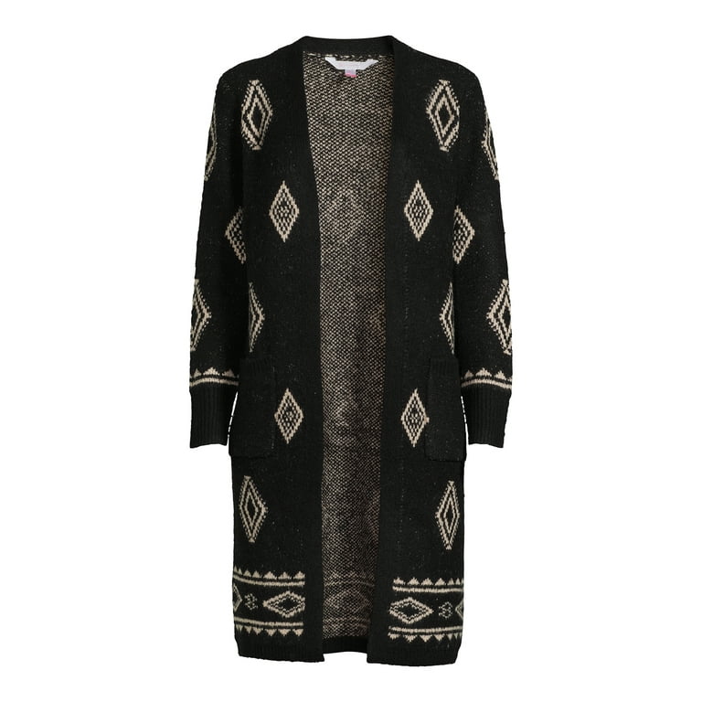 No Boundaries Juniors Duster Cardigan with Diamond Pattern Sizes XS 3XL Walmart