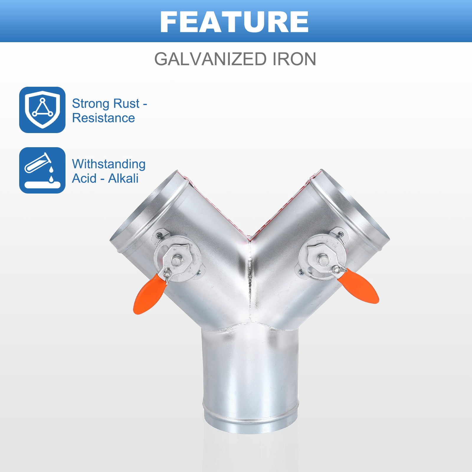 6 Inch 3 Way Splitter, Y-Shaped Metal Manual Volume Damper for Vents Fans Extractors Range Hoods Heating Systems