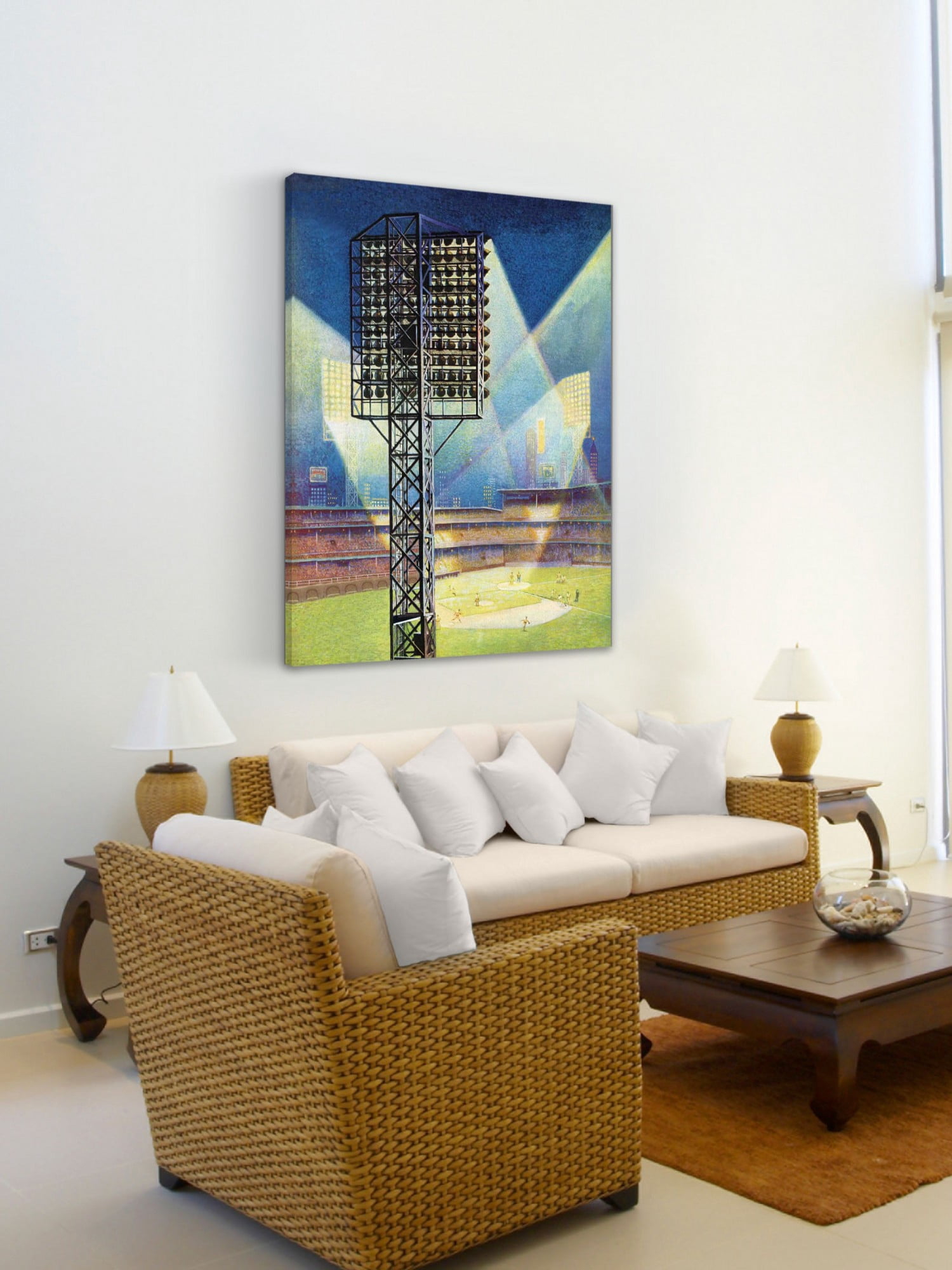 Marmont Hill Baseball Stadium at Night by Roy Hilton Painting Print on Canvas