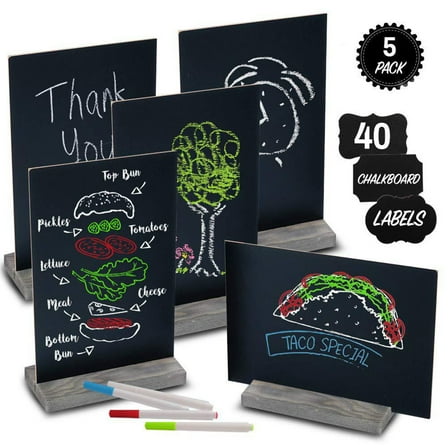 Mini Chalkboards with Wooden Base for Decoration Doublesided Memo Blackboard Signs 22 x 15CM