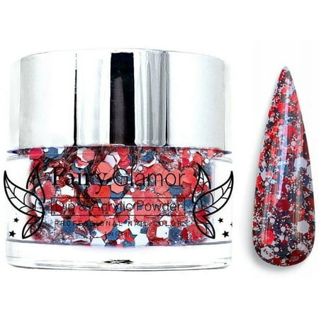 Red, Blue, and White Chunky Glitter Dip and Acrylic Nail Powder - Queen of Hearts - Fairy Glamor