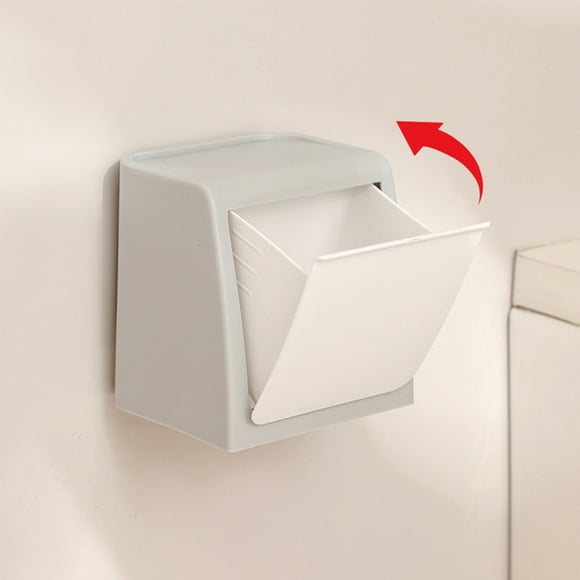 Suncoda Garbage Can, Cleaning Supplies Household Kitchen Trash Can Cabinet Door Hanging No Punch Plastic Bin with Lid Bathroom Stickable Garbage Can Hanging with Lid Odorless