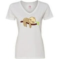 thumbnail image 3 of Inktastic Cute Sloth, Baby Sloth, Lazy Sloth, Sleeping Sloth Women's V-Neck T-Shirt, 3 of 5