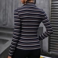 thumbnail image 4 of Women's Long Sleeve Mock Turtleneck Tops Fall Casual Striped Tunic Shirt Fall Fashion Trendy Outfits Clothes (Black M), 4 of 5