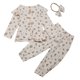 thumbnail image 1 of Gibobby Conjunto de pantalones largos para niños y niñas Conjunto de 3 piezas de ropa para bebé y niña, de algodón, con botones, con volantes, pantalones y diadema(Beige,18-24 Meses), 1 of 5