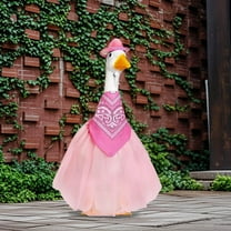 kladzum Porch Decor Porch Goose Outfits Hawaiian Grass Skirt Big White Gooses Festival Set Decoration Sculpture Decoration