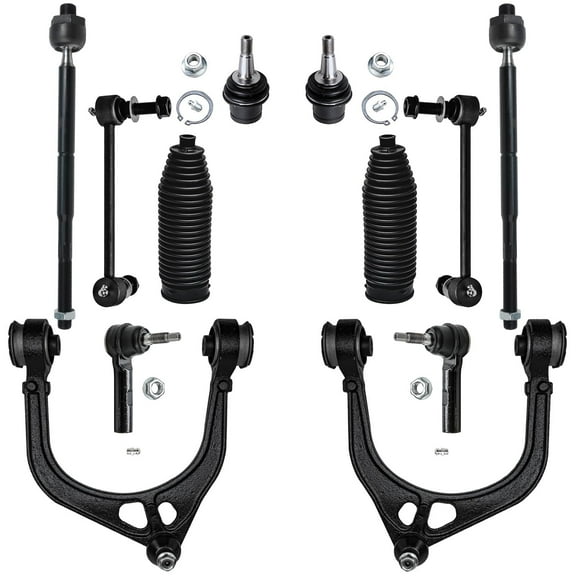 Detroit Axle - Front 12pc Control Arms Kit for RWD 300 Dodge Challenger Charger Magnum, 2 Upper Control Arms w/Ball Joints 2 Lower Ball Joints 4 Tie Rods 2 Sway Bars 2 Boots Replacement