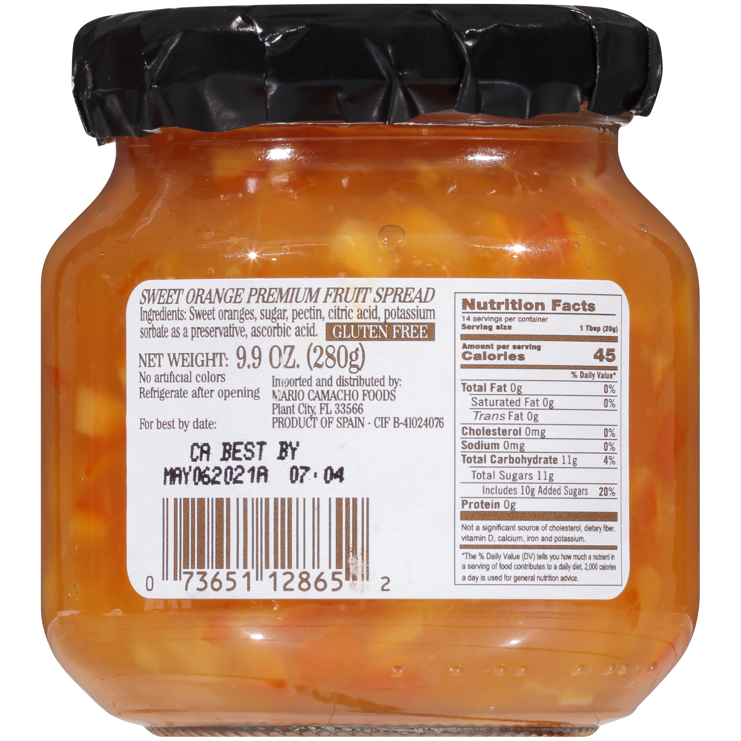 La Vieja Fabrica Fruit Spread Sweet Orange 9.9 oz Jar