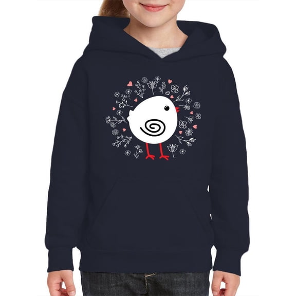 White Chick W Spiral Wing Hoodie Juniors -Image by Shutterstock, x-Large