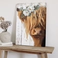thumbnail image 5 of WFSposter Highland Cow Canvas Wall Art: Cow with White Flower Picture Farmhouse Cow Decor Framed Poster for Bedroom Living Room Home Office 11x14", 5 of 7