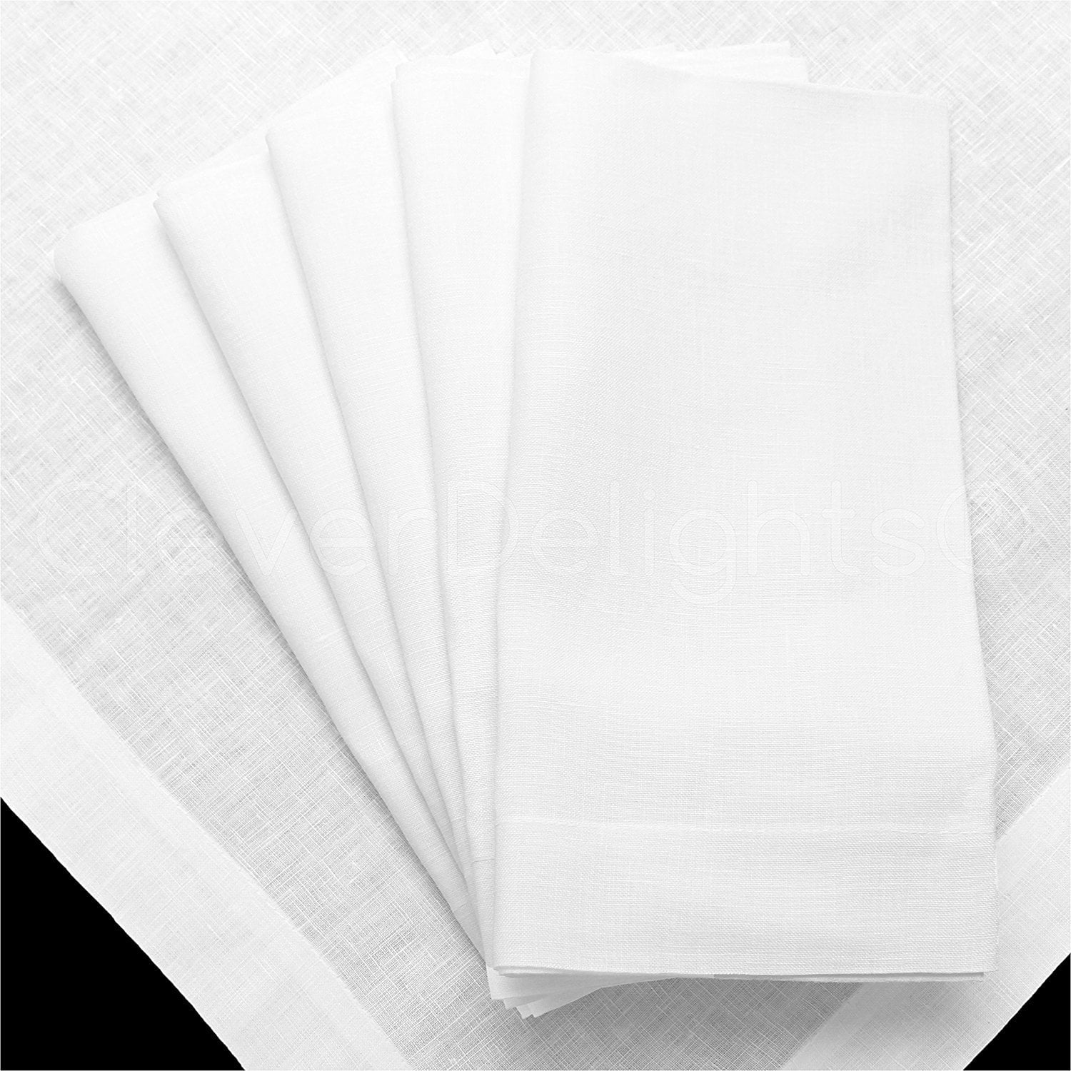 12 Pack - CleverDelights White Linen Dinner Napkins - 20