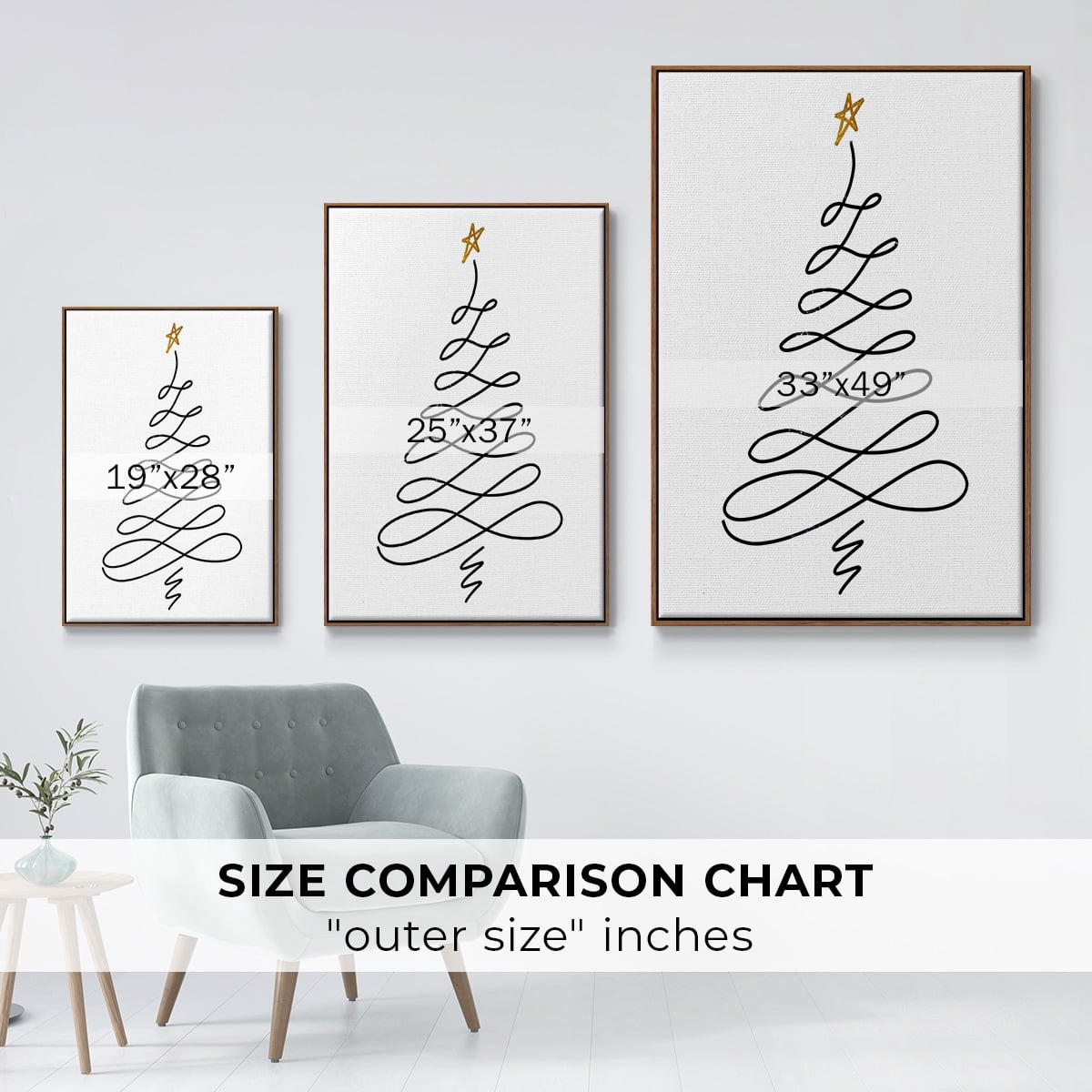 Christmas Tree III - Framed Gallery Wrapped Holiday Canvas - 25 x 37 - Rosewood Frame