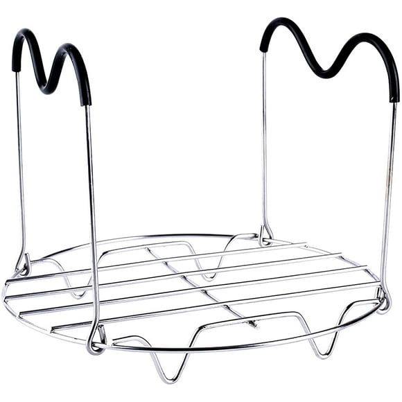 Stainless Steel Steamer Rack Trivet with Foldable Heat Resistant Silicone Handles