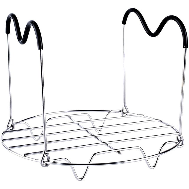 Stainless Steel Steamer Rack Trivet with Foldable Heat Resistant Silicone Handles