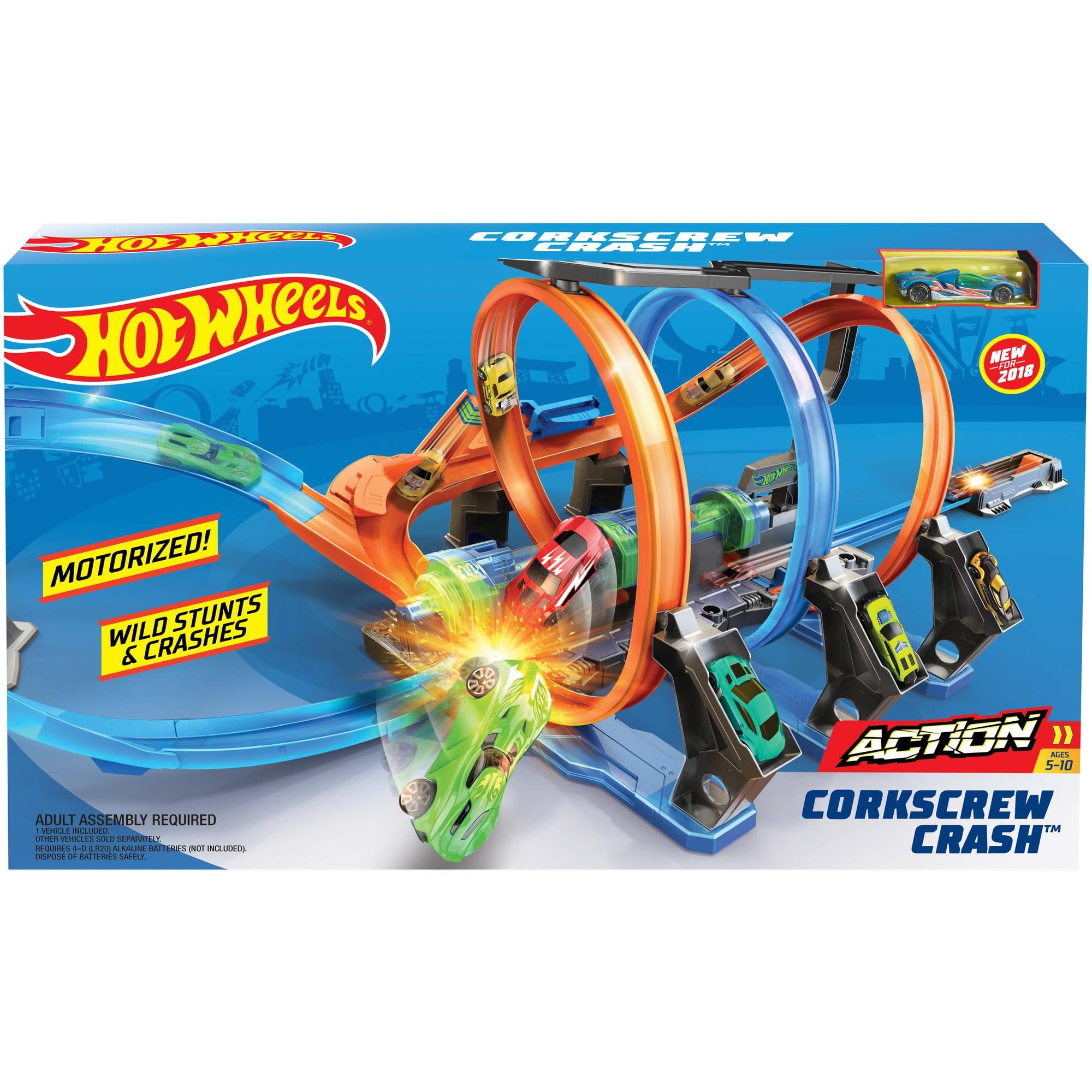 hot wheels action corkscrew crash