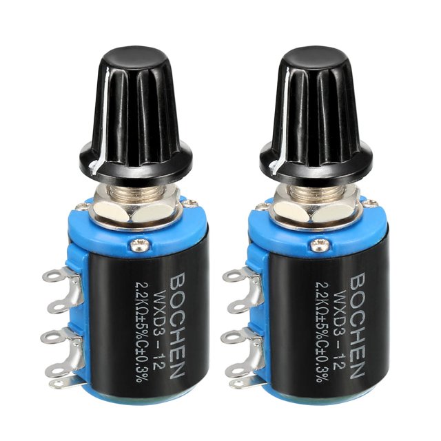 Unique Bargains 2.2K Ohm Adjustable Resistors Wire Wound Multi Turn Precision Potentiometer Pots w Knob 2pcs