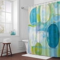 thumbnail image 5 of Abstract Blue White Green Printing Fabric Shower Curtain Graffiti Washable Shower Curtains for Bathroom, Waterproof Bath Curtain with Hooks Home Decor 72x72in, 5 of 8