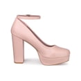 thumbnail image 3 of BLISSFUL STEP Escarpins à Talon Bloc pour Femmes Plateforme Bride à la Cheville Bout Rond Talon Rose 10, 3 of 7