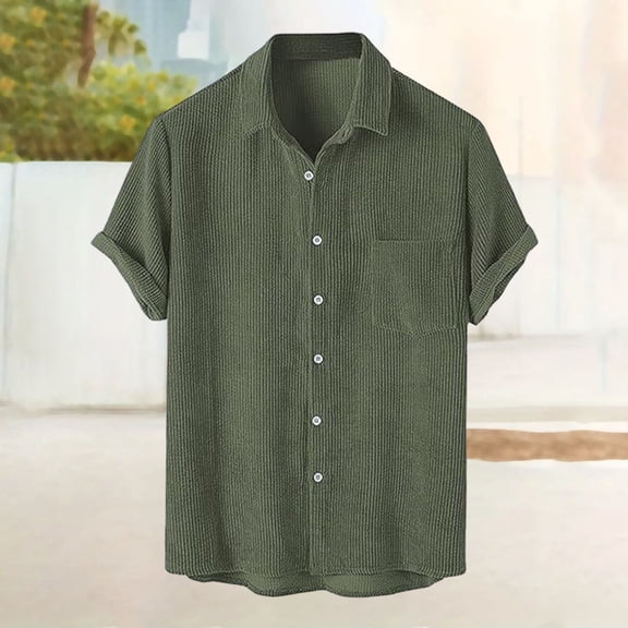 ZZHZGZ Fourth of July Oversized Shirt Men Men's Summer Casual Style Short Sleeve Lapel with Pockets Solid Color Shirt Fourth of July Mens 3Xl Pocket Shirts Big and Tall Xl