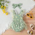 thumbnail image 2 of B930G-Baby Girl 2Pcs Trajes De Verano , Volantes Manga Margarita Impresión Mameluco Vestido De Malla Con Conjunto De Diadema, 2 of 4