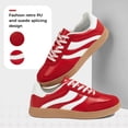 thumbnail image 3 of LUCKY STEP Womens Retro Suede Sneakers Gum Sole Low-Top Casual Shoes,Red&White, 3 of 9
