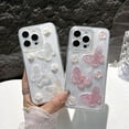 thumbnail image 2 of 3D Laser Butterfly Flower Soft  for iPhone Case (Pink,iPhone 13 Pro), 2 of 6