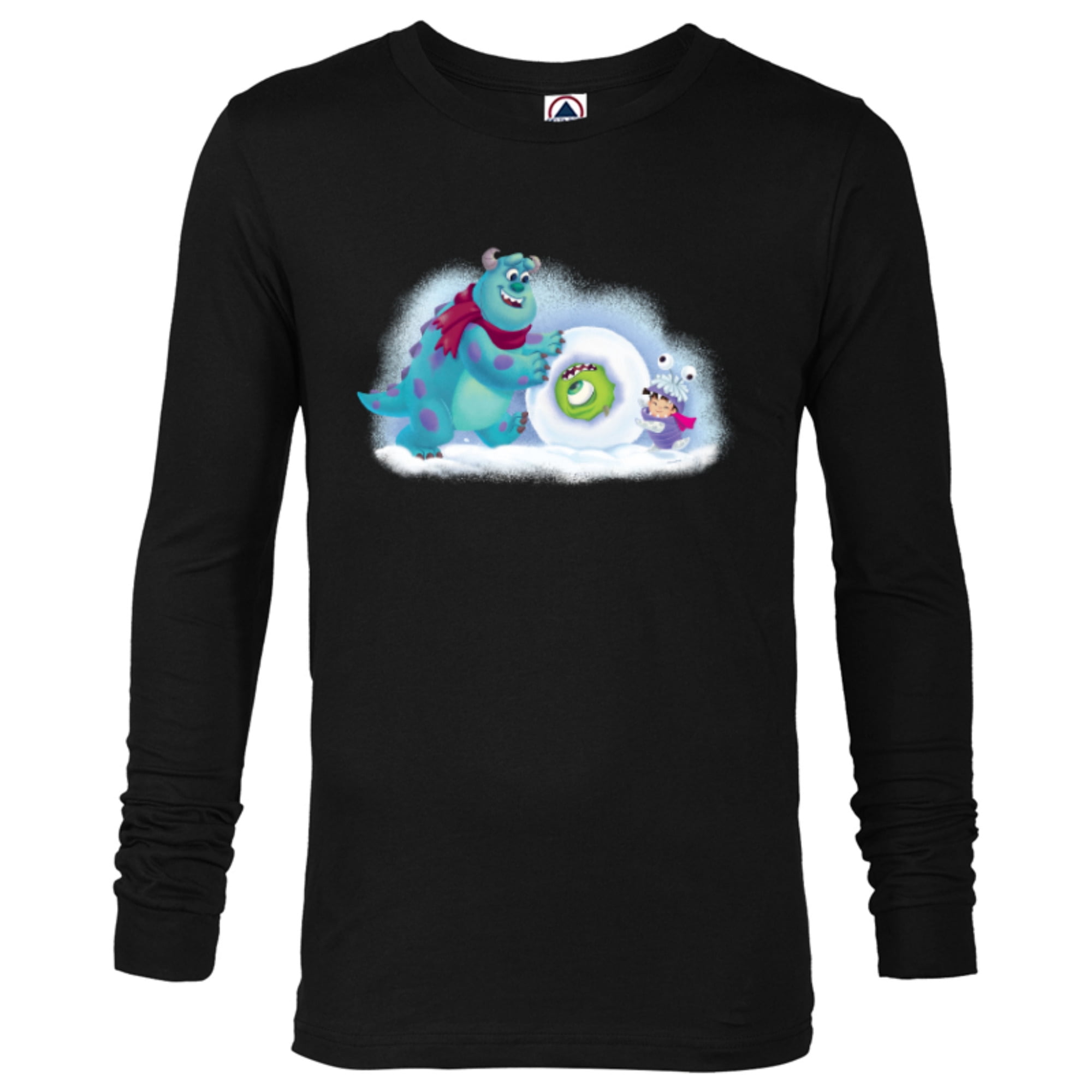 PIXAR Monsters Inc. Mike, Sully & Boo Holiday Snowball - Long Sleeve  T-Shirt for Men - Customized-Black