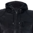 thumbnail image 4 of Mens Classic Hooded Leather Bomber Jacket-Chorleywood in Black, 4 of 5