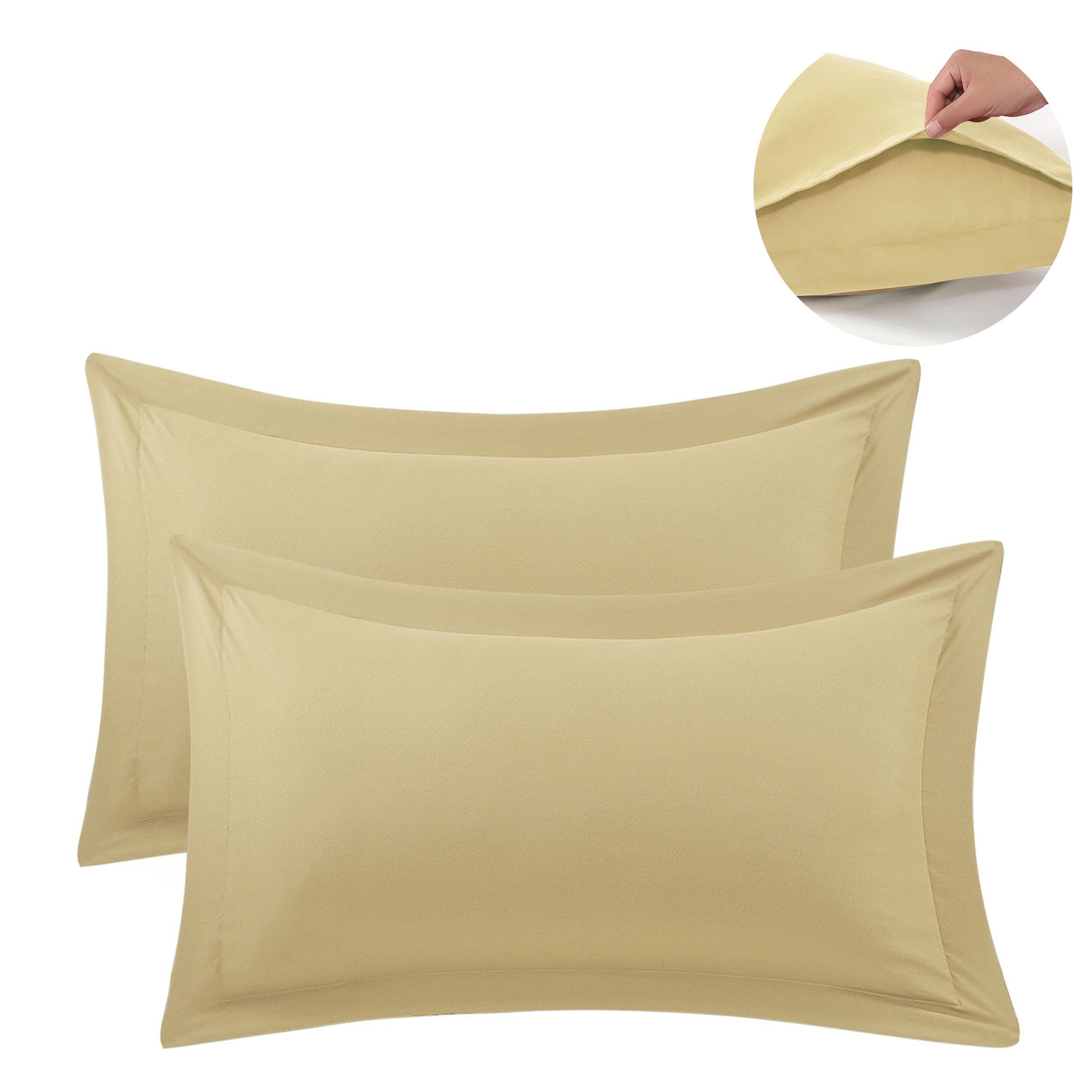 PiccoCasa 2 Pcs Oxford Pillowcases 1800 Microfiber Pillow Shams Yellow