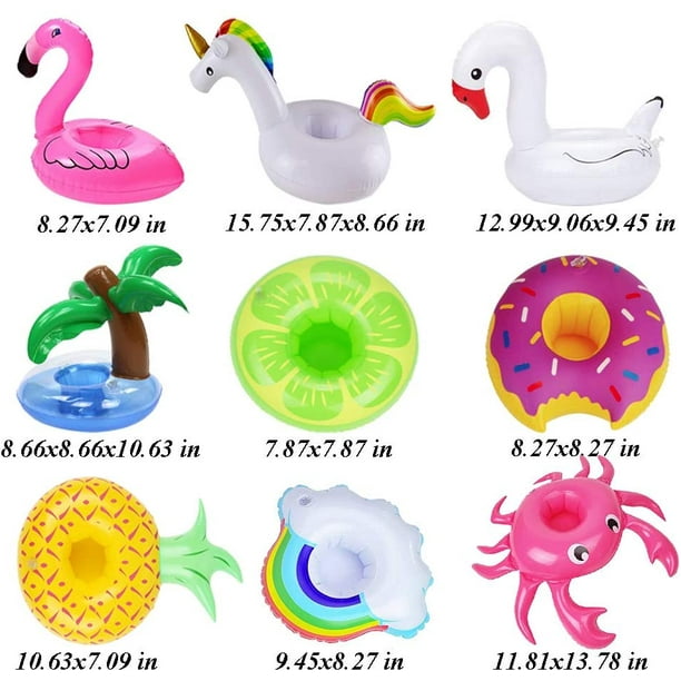 Soportes Inflables Para Bebidas – Pack De 6 Portavasos Flotantes Con Diseños Divertidos Para Piscina Y Playa