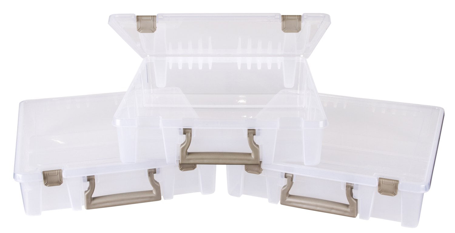 With Bins ArtBin Super Satchel 1-Compartment Box 1 Pack Clear & Gold 