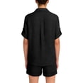 thumbnail image 4 of Short Sets For Women 2 Piece Summer Short Sleeve Shirt and Shorts Fashion Set Vacation Beach Outfits Black L, 4 of 7