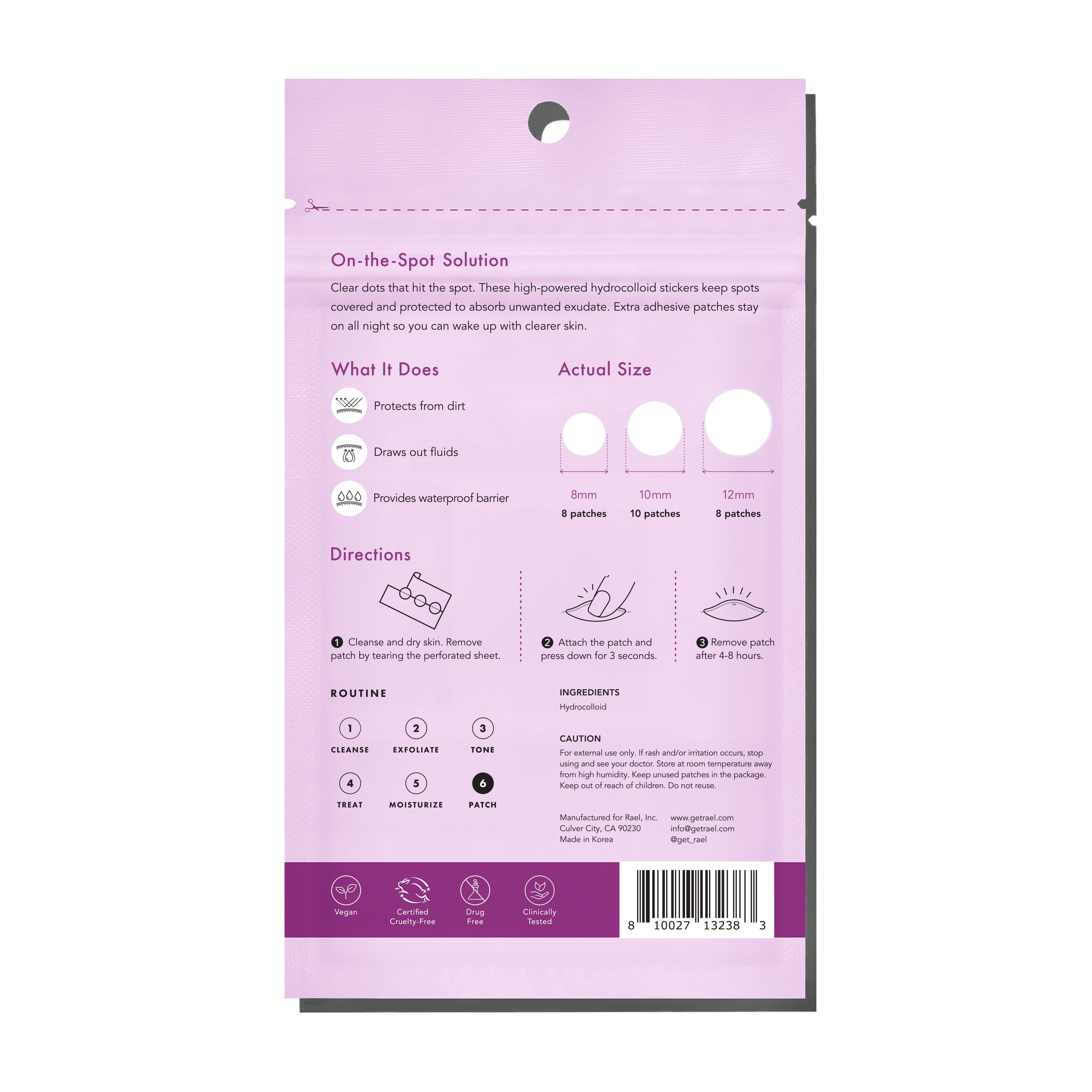 Rael Beauty Miracle Patch Overnight Spot Cover, Unisex, 26 Count