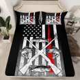 thumbnail image 2 of Homewish Hunting and Fishing Twin Sheet Sets, Rustic Lake House Twin Fitted Sheet, Black Grey American Flag Flat Sheet, Ultra Soft Bedroom Decor, 3-Piece, 2 of 7