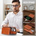 thumbnail image 2 of ELEHOLD Detachable Wallet Case for iPhone 15 Pro, RFID Blocking Magnetic Shockproof Leather Phone Case with Kickstand and Card Slots,Lightbrown, 2 of 5